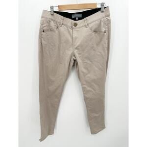 Wit & Wisdom Pants Women 14 WIDE Khaki Tan Stretch Cotton Blend Pockets